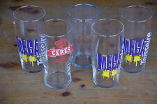 Lot de 5 verres de biere ou sirop 0.25l Teisseire guiness Ceres neufs bistrot