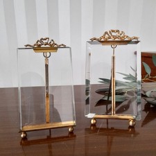 2 x bevelled glass photo frame with bow top, Antique French ormolu photo frame