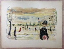 DAUCHOT LITHOGRAPHIE COULEURS SIGNEE NUMEROTEE EDITION LIMITEE (65,5 x 50,5 cm)