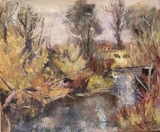 César BOLLETTI (1915-1995) HsT Le Planey 50x61cm Jeune Peinture Ecole de Paris