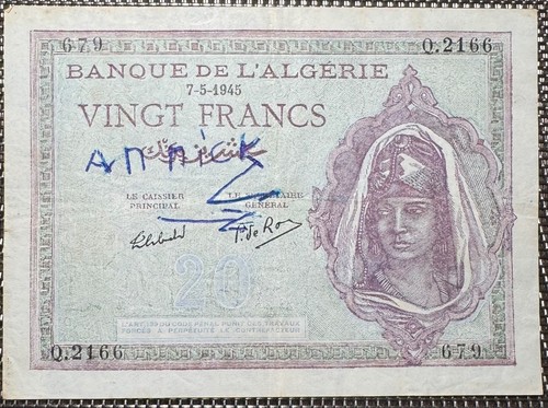 Billet francs algerie - francs,