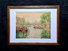 Aquarelle impressionniste - André BERONNEAU - PARIS la Seine - 1920 + 4 CD neufs