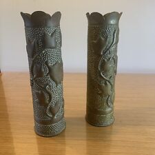 Paire Douille D’obus WW1 Travail De Poilus Diamètre 75 Ref Gbp2s