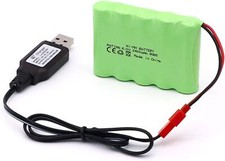 Batterie RC 6V 2400mAh NiMH AA avec connecteur JST + chargeur USB, rechargeable