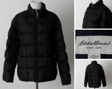 Women's Eddie Bauer Goose Down Coat Puff Puffer Large Petite P Black L