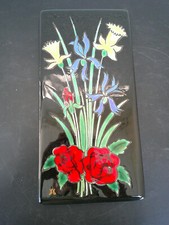 PLAQUE EN CERAMIQUE DECOR DE FLEUR EMAILLEES CLOISONNEES LES ROIS DE MAJORQUE