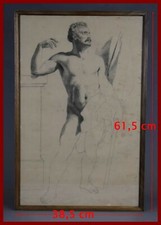 Nu Masculin XIXe Académie d'Homme Nu Gay Picture 61,5 cm x 38,5 cm Encadré.