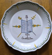 Assiette Faïence Nevers Révolutionnaire 1789 "La Nouvelle Constitution" Signée 