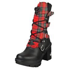 New Rock Neotrail M-neotyre05t-c1 Femme Tartan Noir Bottes Coin