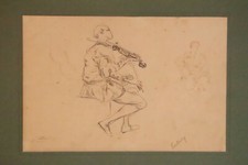 GEORGES CLAIRIN DESSINS ETUDES POUR VIOLONISTE et JOUEUR de CORNEMUSE FORTUNY?