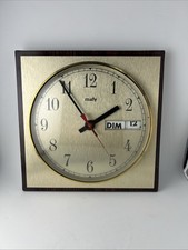 Vintage horloge murale maty en formica et cuivre année 1970