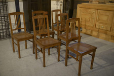 Lot de 6 chaises cannées en chêne Art déco 1930's