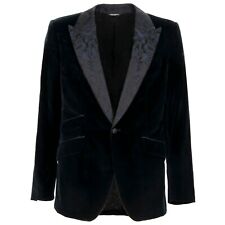 Dolce & Gabbana Baroque Velours Jacquard Soie Veste/Blazer Sicilia Bleu 50 M