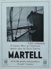 PUBLICITE MARTELL COGNAC A TRAVERS MERS CONTINENTS VOILIER DE 1935 FRENCH AD PUB