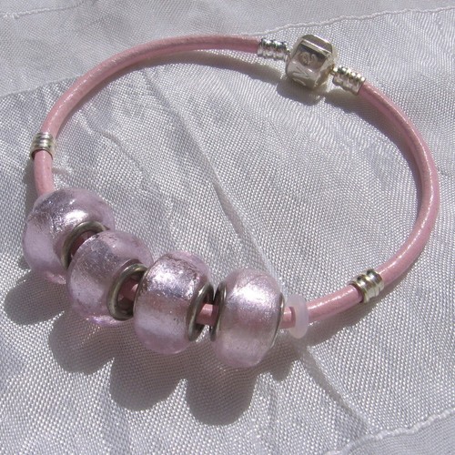 Bracelet cuir perles verre - perles,