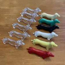 Lot 12 porte-couteaux français vintage chien teckel Transparents Et Colorés