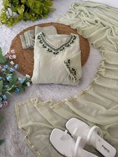 Costume Salwar Kameez En Georgette Brodé Robe Traditionnelle Indienne