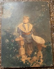 Ecole française peinture miniature XIXe huile sur bois portrait d'enfant