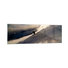 Impression sur Verre 160x50cm Tableaux Image Photo Montagnes Ski Hiver