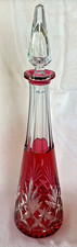 CRISTAL SAINT LOUIS CARAFE A APÉRITIF DOUBLE COULEUR ROUGE MODÈLE MASSENET