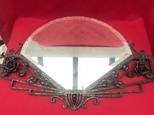 Miroir mural Art Déco 1930 fer forgé décor de roses 76x52 cm vintage