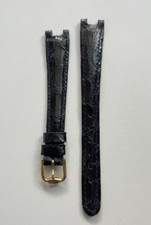 Bracelet montre GIVENCHY cuir crocodile noir fait main 13 MM