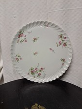 PLAT A TARTE HAVILAND MODELE TORSE FLEURS  PORCELAINE LIMOGES 