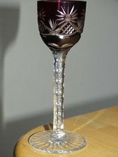 ANCIEN VERRE A LIQUEUR CRISTAL DOUBLER COLORER ROUGE RUBIS DE BOHEME ht 12 cm