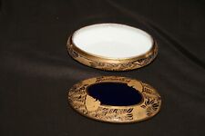 Bonbonnière en porcelaine de Limoges Bleue foncé ovale - Décor doré en creux