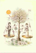 carte postale illustrée par PEYNET les signes du zodiaque signe BALANCE