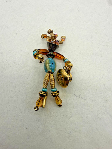 Gold tone beaded boho dancer - beaded,
