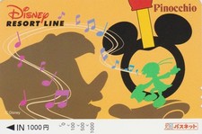 Carte JAPON DISNEY RESORT LINE - Ombre PINOCCHIO MICKEY - JAPAN Tokyo Disneyland