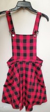 Hot Topic Black And Red Checkered Skirt With Suspenders - Small