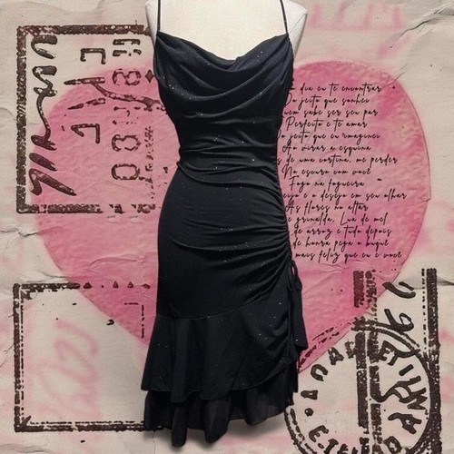 Y2k black ruched party dress - party,