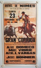 Affiche Corrida ARENES de NIMES 1978 DOMECQ VIDRIE VARGAS BONNIER - 53x97