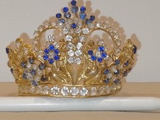 ANCIENNE COURONNE RELIGIEUSE/STATUE/LA VIERGE/LAITON/CROWN/STRASS/DIADEME/h.7cm