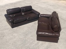 paire de canapés Tito Agnoli pour Polotrona Frau en cuir chocolat 1970