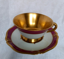 Déjeuner tasse à chocolat en porcelaine de Limoges décor or peint main