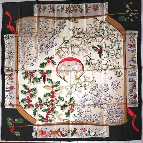 Hermes scarf blk for - blk, women