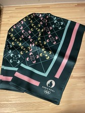 Carré De Soie, foulard en soie bleu vert, JO Paris 2024 Équitation Jeux