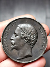 Second Empire ,Médaille en étain Napoléon III " Exposition Universelle 1855"!