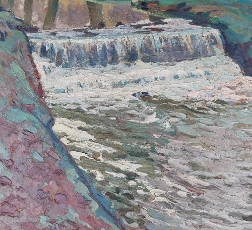 Tableau huile panneau pays - huile,