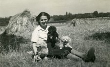 France Roubaix Lady and Poodles in Field Old Victor Vajda Photo 1930