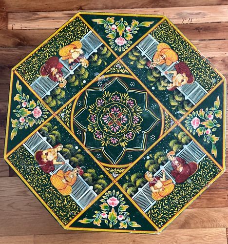 Table basse indienne peinte - table,