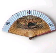 Éventail Espagnol Bois et Tissus Décor de Corrida Toréador Taureau Fonctionnel