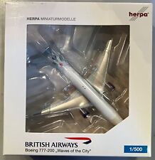 Herpa 1/500 - 508230 BRITISH AIRWAYS Boeing 777-200 Waves of the City - NEUF