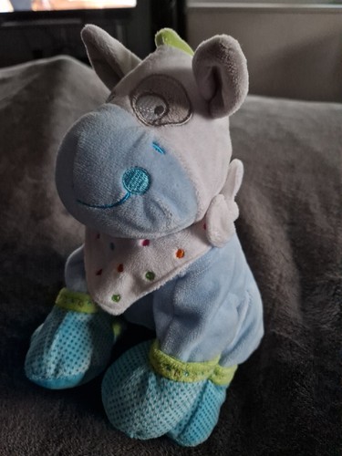 Doudou cheval bleu - vert, pois