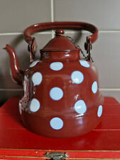 BOUILLOIRE EMAILLEE ANCIENNE POLKA DOT no cafetiere   / FRENCH ENAMELWARE