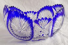 Jardinière - cristal de Baccarat - overlay bleu cobalt