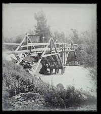 Savoie Pont en bois Photo NEGATIVE Plaque de verre Vintage VrL7An3